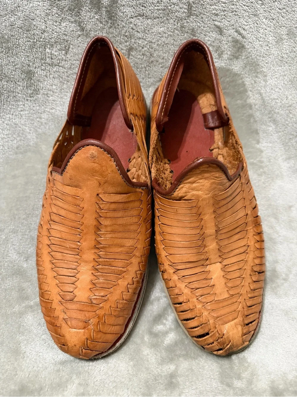 Handcrafted Mexican Leather Huaraches Woven Closed Toe Slip On Sandals Size 9